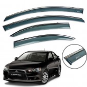 Дефлектор вікна для Mitsubishi Lancer 10 2007+ з нерж. хром полоскою